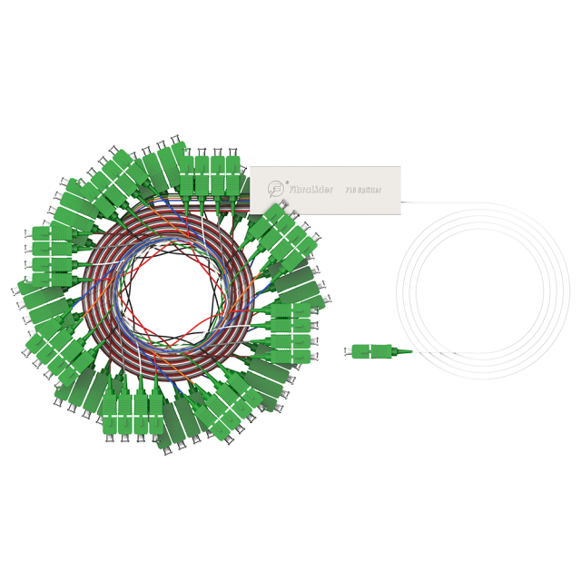 Divisor de fibra óptica PLC, 1x64 com conector SC/APC, tubo de aço 1:64 divisor de fibra monomodo PLC