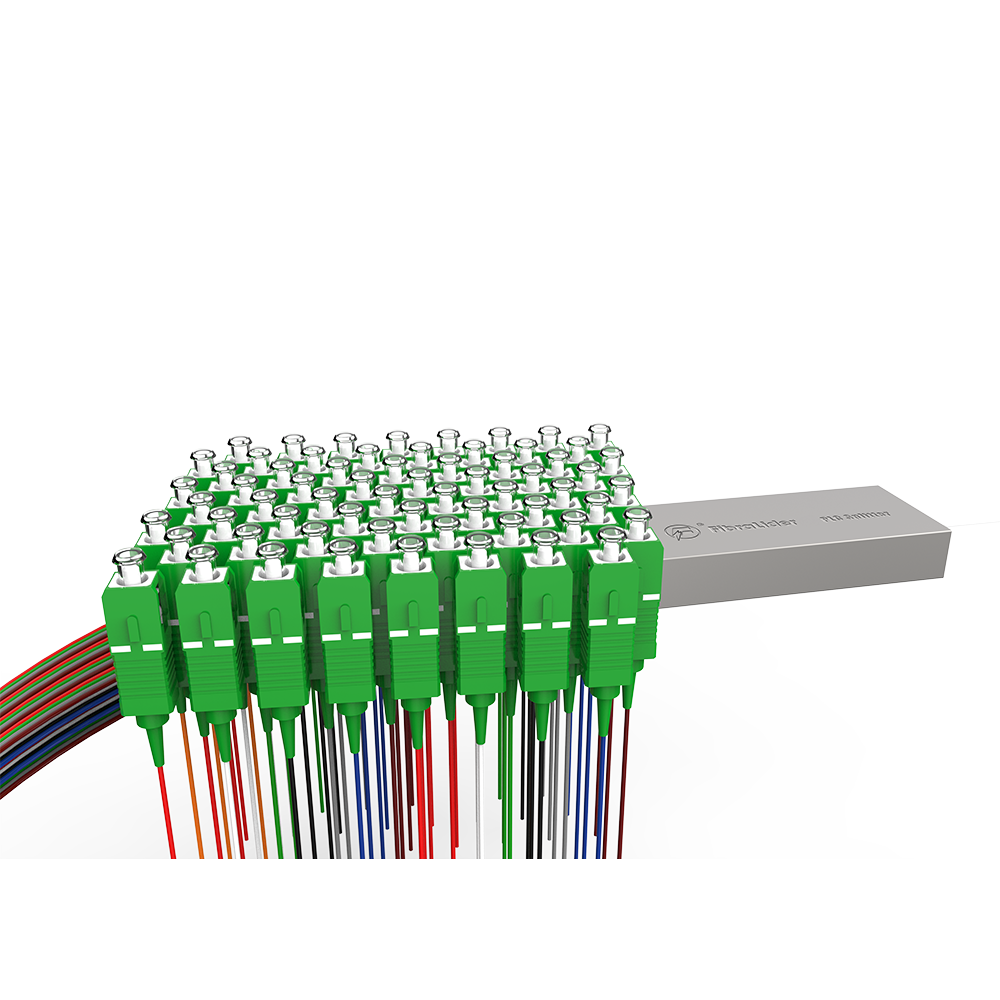 Fiber Optic PLC Splitter,1x64 with SC/APC Connector,Steel Tube 1:64 Singlemode Fiber PLC Splitter