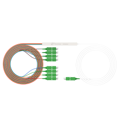 Divisor PLC de fibra óptica,1x8 con conector SC/APC,Tubo de acero 1:8 Divisor PLC de fibra monomodo