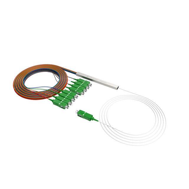 Divisor PLC de fibra óptica,1x8 con conector SC/APC,Tubo de acero 1:8 Divisor PLC de fibra monomodo