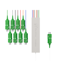 Divisor PLC de fibra óptica,1x8 con conector SC/APC,Tubo de acero 1:8 Divisor PLC de fibra monomodo