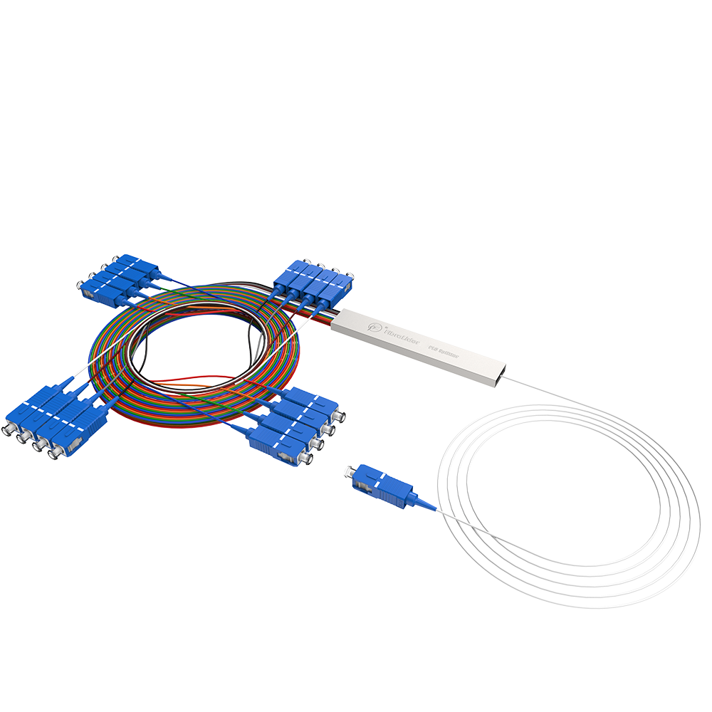 Fiber Optic PLC Splitter,1x16 with SC/UPC Connector,Steel Tube 1:16 Singlemode Fiber PLC Splitter