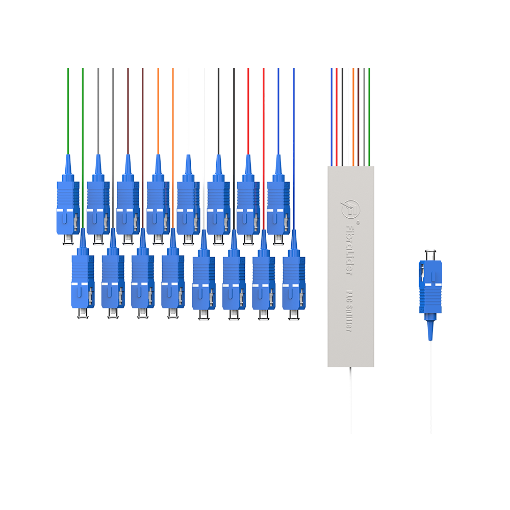 Fiber Optic PLC Splitter,1x16 with SC/UPC Connector,Steel Tube 1:16 Singlemode Fiber PLC Splitter