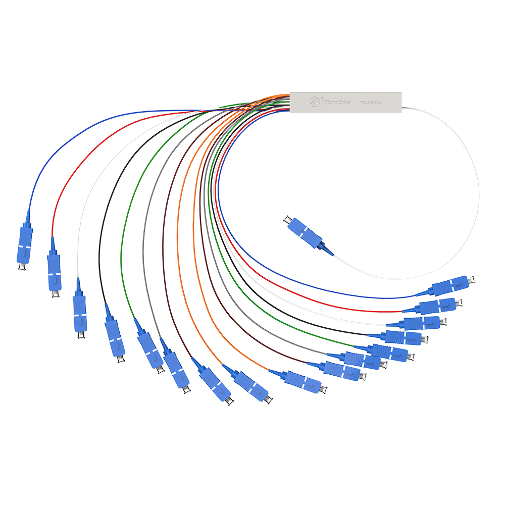 Fiber Optic PLC Splitter,1x16 with SC/UPC Connector,Steel Tube 1:16 Singlemode Fiber PLC Splitter
