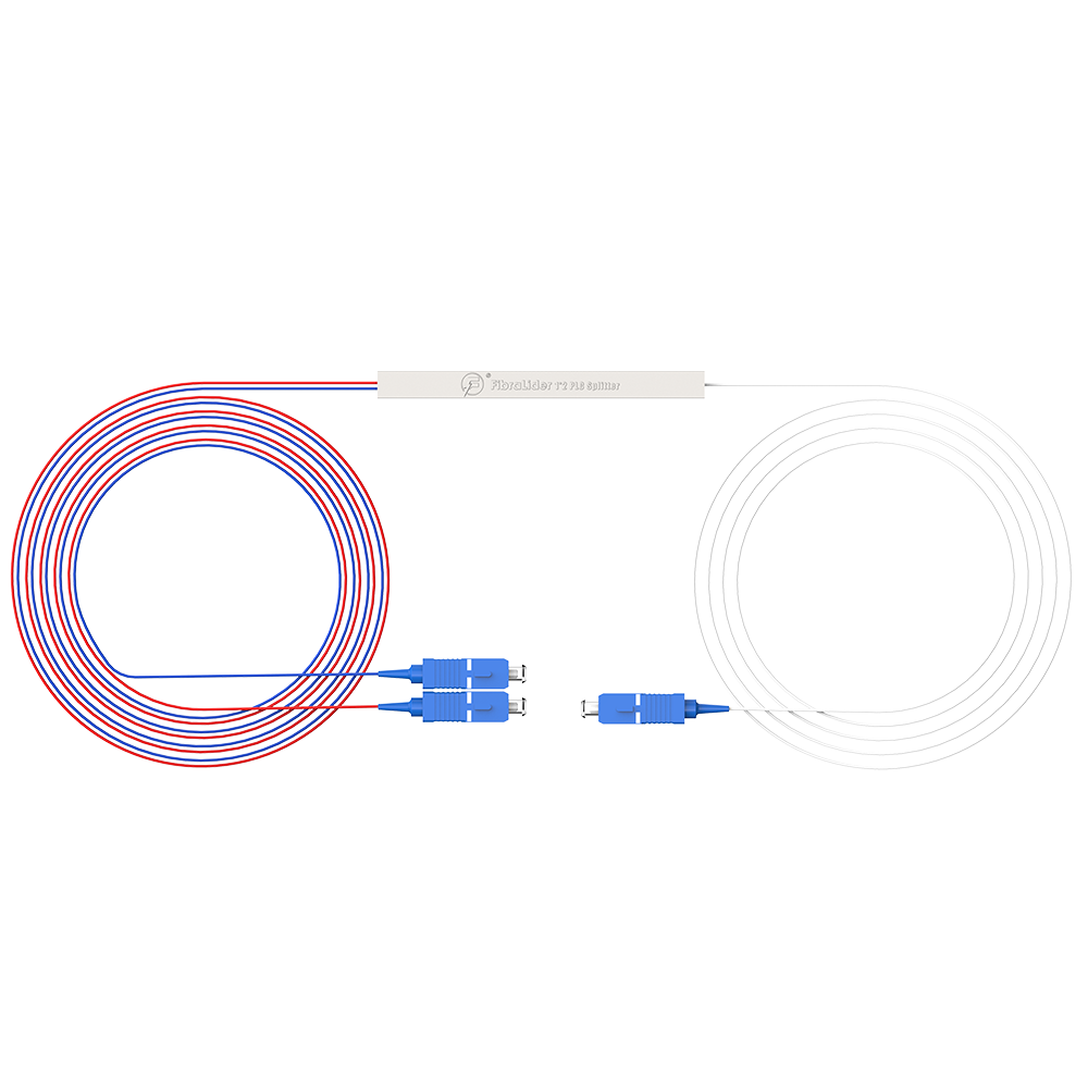 Divisor PLC de fibra óptica,1x2 con conector SC/UPC,Tubo de acero 1:2 Divisor PLC de fibra monomodo