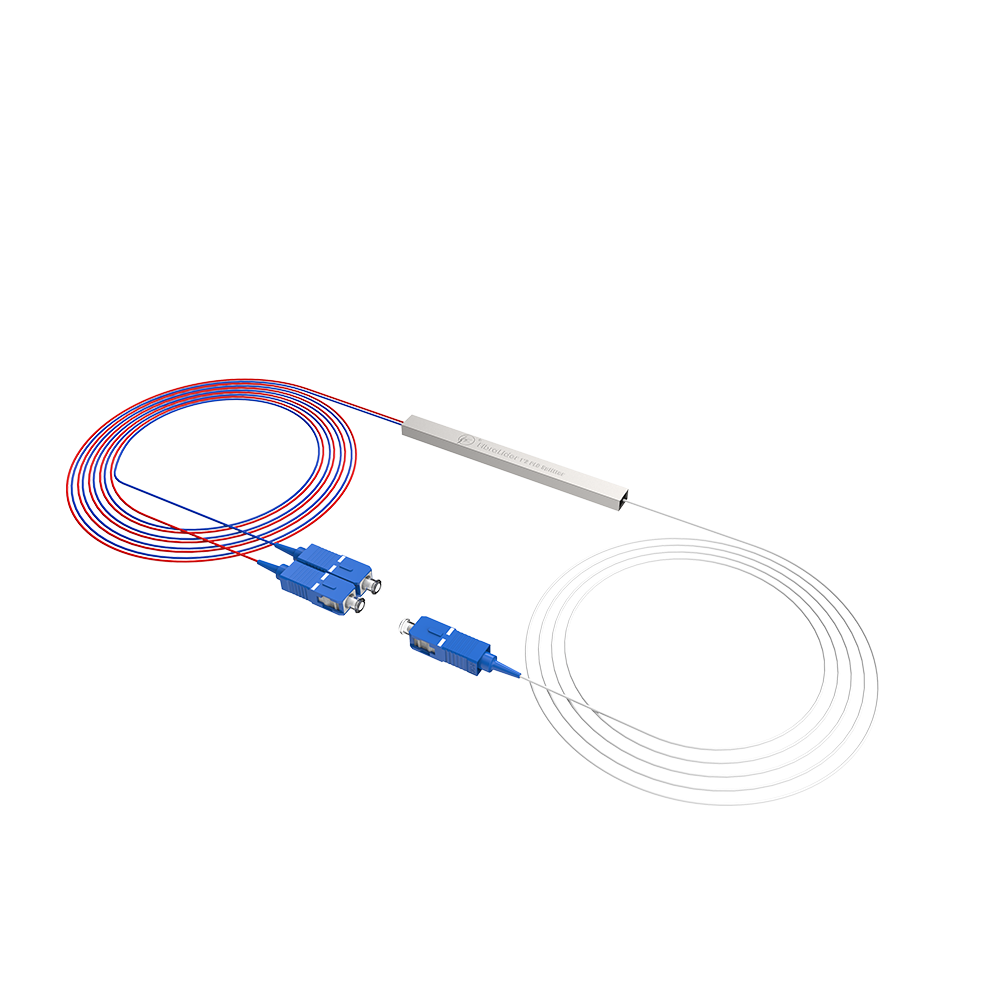 Divisor PLC de fibra óptica,1x2 con conector SC/UPC,Tubo de acero 1:2 Divisor PLC de fibra monomodo
