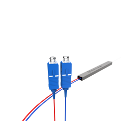 Divisor de fibra óptica PLC, 1x2 com conector SC/UPC, tubo de aço 1:2 divisor de fibra monomodo PLC