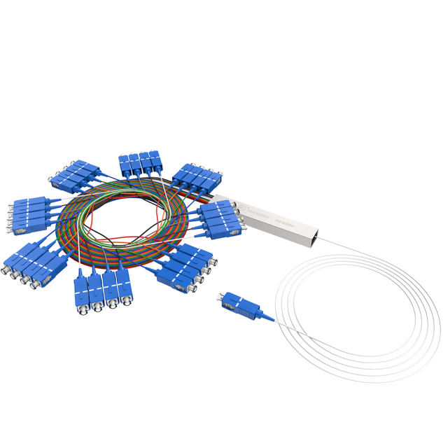 Fiber Optic PLC Splitter,1x32 with SC/UPC Connector,Steel Tube 1:32 Singlemode Fiber PLC Splitter