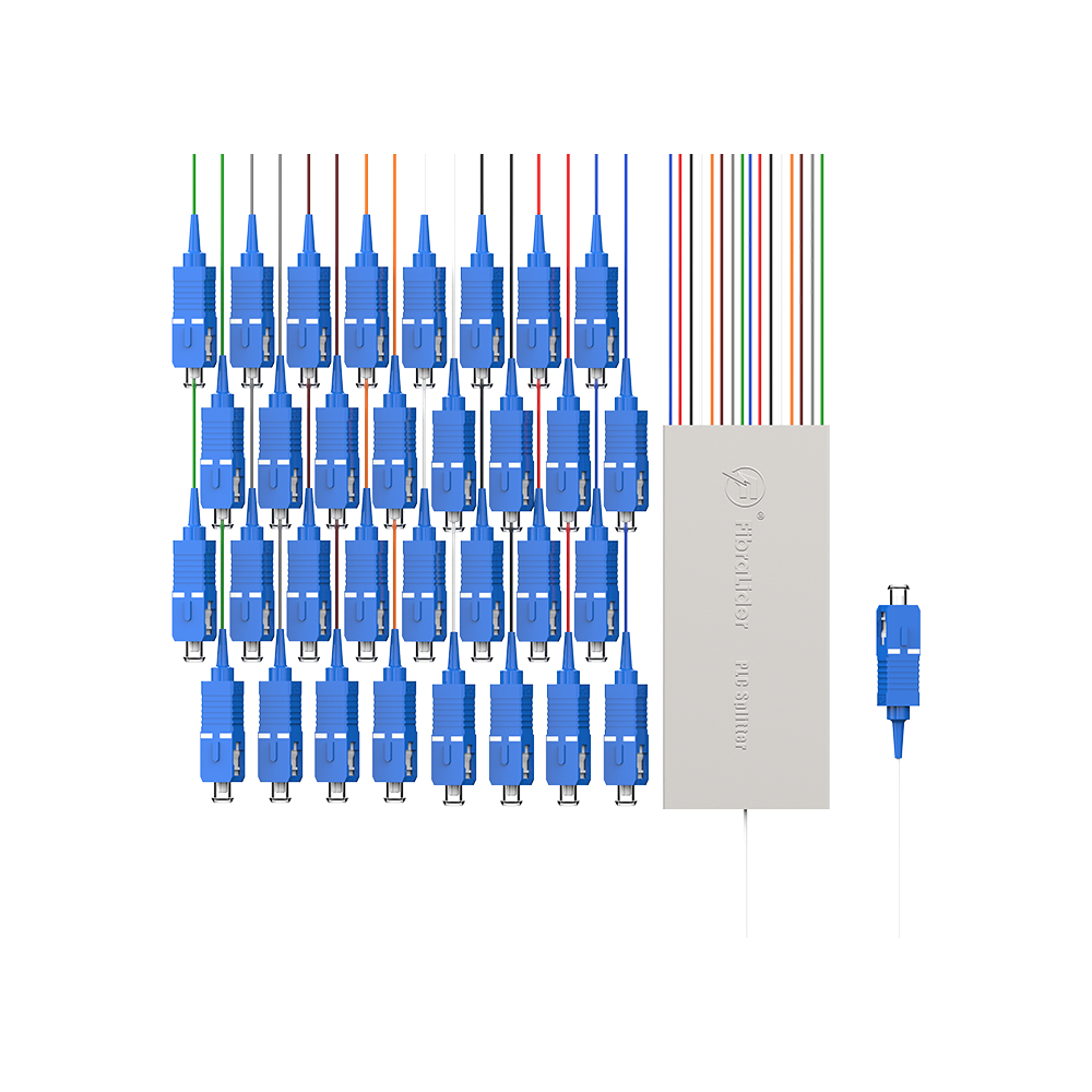Fiber Optic PLC Splitter,1x32 with SC/UPC Connector,Steel Tube 1:32 Singlemode Fiber PLC Splitter