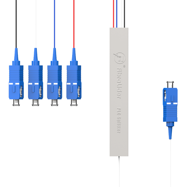 Fiber Optic PLC Splitter,1x4 with SC/UPC Connector,Steel Tube 1:4 Singlemode Fiber PLC Splitter