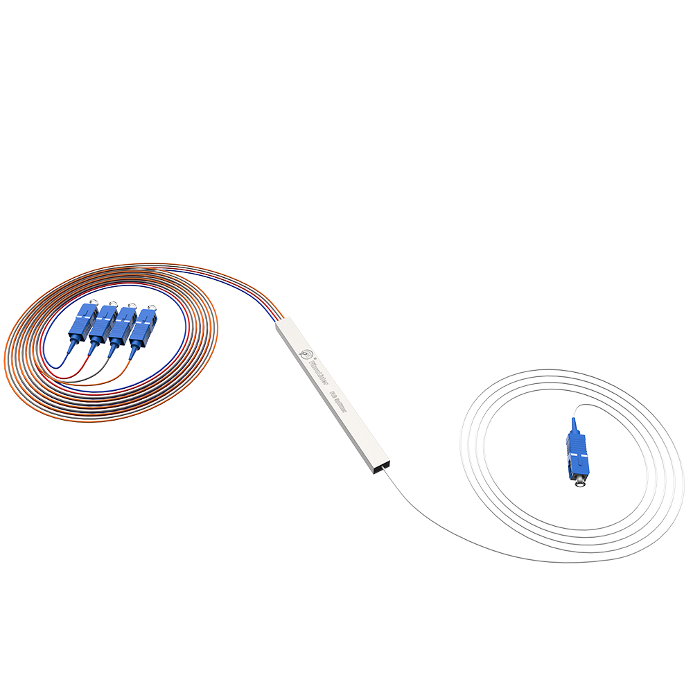 Fiber Optic PLC Splitter,1x4 with SC/UPC Connector,Steel Tube 1:4 Singlemode Fiber PLC Splitter
