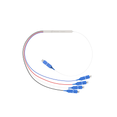 Fiber Optic PLC Splitter,1x4 with SC/UPC Connector,Steel Tube 1:4 Singlemode Fiber PLC Splitter