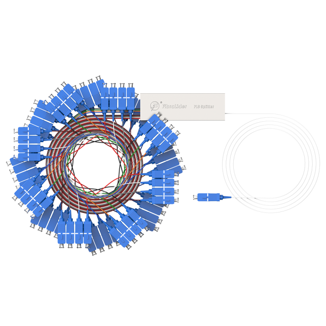PLC分光器，1x64带SC/UPC连接器，钢管微型分路器