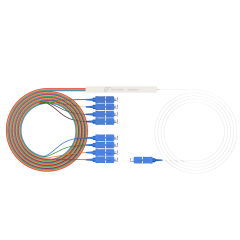 Fiber Optic PLC Splitter,1x8 with SC/UPC Connector,Steel Tube 1:8 Singlemode Fiber PLC Splitter