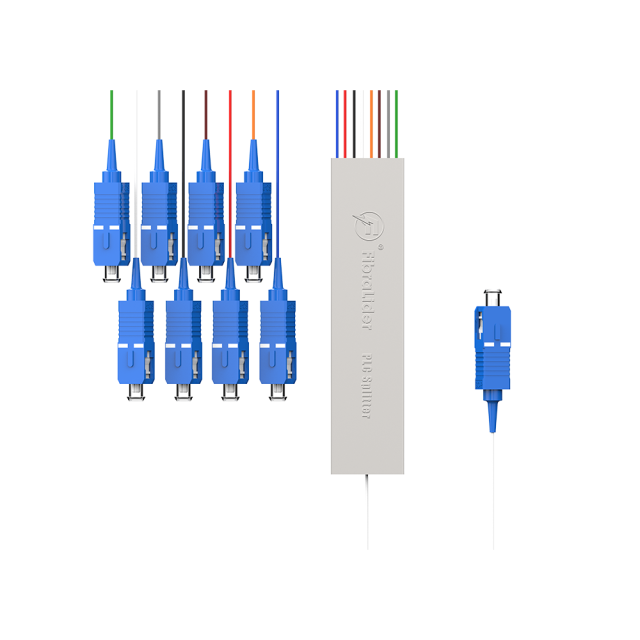 Fiber Optic PLC Splitter,1x8 with SC/UPC Connector,Steel Tube 1:8 Singlemode Fiber PLC Splitter