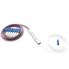 Fiber Optic PLC Splitter,1x8 with SC/UPC Connector,Steel Tube 1:8 Singlemode Fiber PLC Splitter