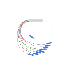 Fiber Optic PLC Splitter,1x8 with SC/UPC Connector,Steel Tube 1:8 Singlemode Fiber PLC Splitter