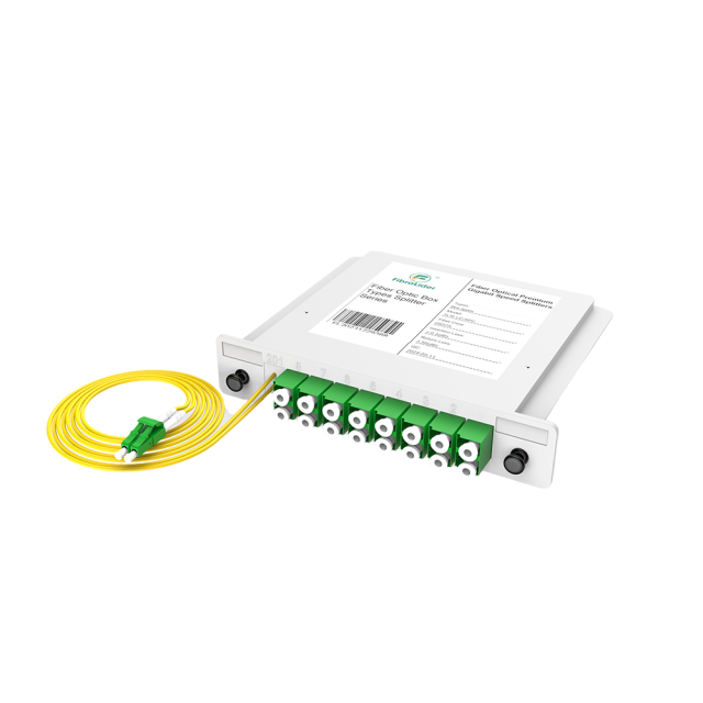 Divisor PLC de caixas de fibra óptica, 1x16 com cabo de conexão LC/APC, monomodo G657A, divisor de fibra de pacote de módulo de inserção de plástico 1:16