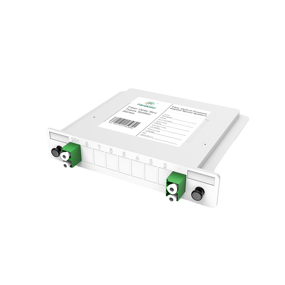 Divisor PLC de caixas de fibra óptica, 1x2 com conector LC/APC, monomodo G657A, divisor de fibra de pacote de módulo de inserção de plástico 1:2