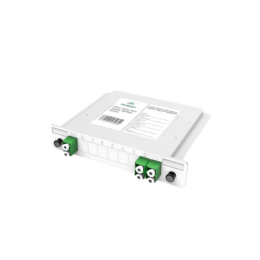 Divisor PLC de caixas de fibra óptica, 1x4 com conector LC/APC, monomodo G657A, divisor de fibra de pacote de módulo de inserção de plástico 1:4