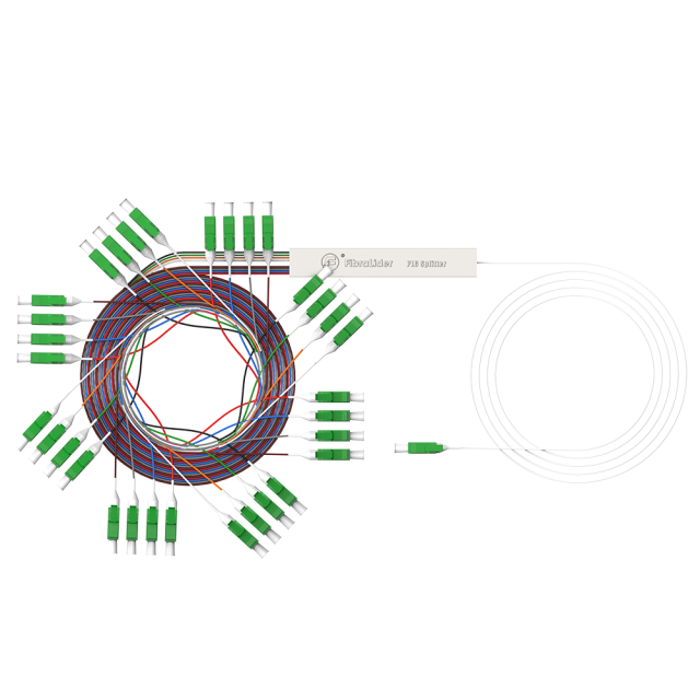 Fiber Optic PLC Splitter,1x32 with LC/APC Connector,Steel Tube 1:32 Singlemode Fiber PLC Splitter