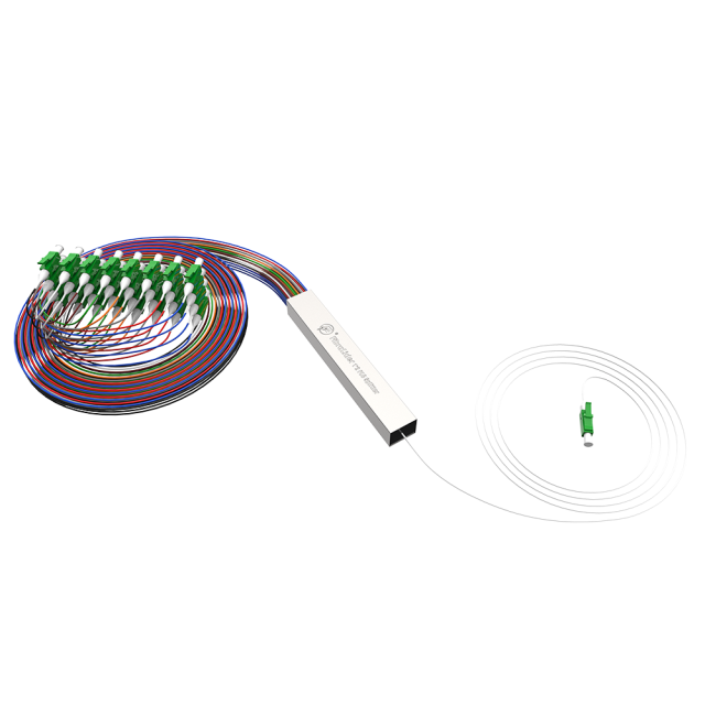Fiber Optic PLC Splitter,1x32 with LC/APC Connector,Steel Tube 1:32 Singlemode Fiber PLC Splitter