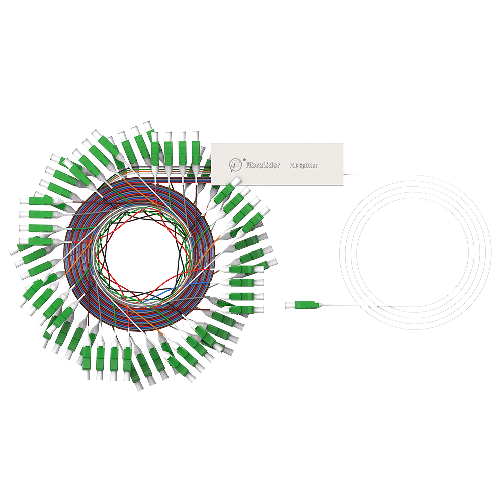 Fiber Optic PLC Splitter,1x64 with LC/APC Connector,Steel Tube 1:64 Singlemode Fiber PLC Splitter