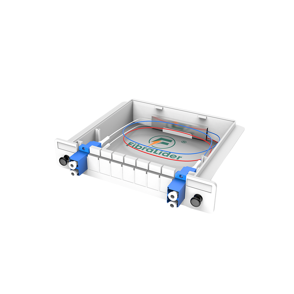 Divisor PLC de caixas de fibra óptica, 1x2 com conector LC/UPC, monomodo G657A, divisor de fibra de pacote de módulo de inserção de plástico 1:2