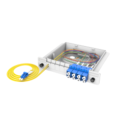Divisor PLC de caixas de fibra óptica, 1x8 com cabo de conexão LC/UPC, monomodo G657A, divisor de fibra de pacote de módulo de inserção de plástico 1:8