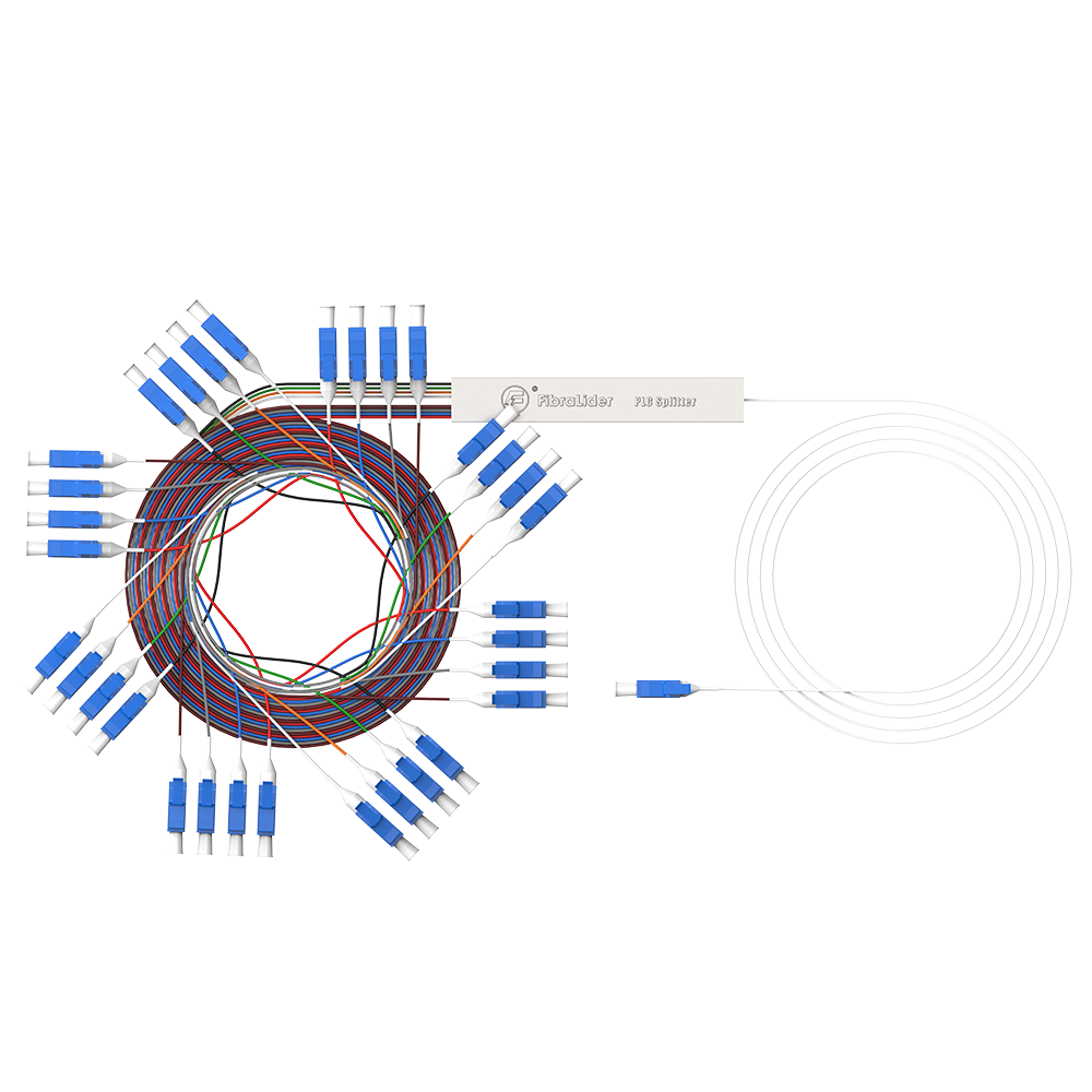 Fiber Optic PLC Splitter,1x32 with LC/UPC Connector,Steel Tube 1:32 Singlemode Fiber PLC Splitter