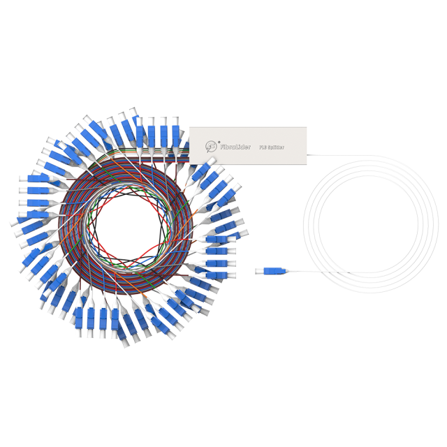 Fiber Optic PLC Splitter,1x64 with LC/UPC Connector,Steel Tube 1:64 Singlemode Fiber PLC Splitter