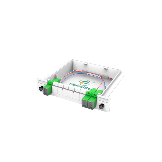 Divisor PLC de caixas de fibra óptica, 1x2 com conector SC/APC, divisor de fibra de pacote de módulo de inserção de plástico 1:2 G657A monomodo