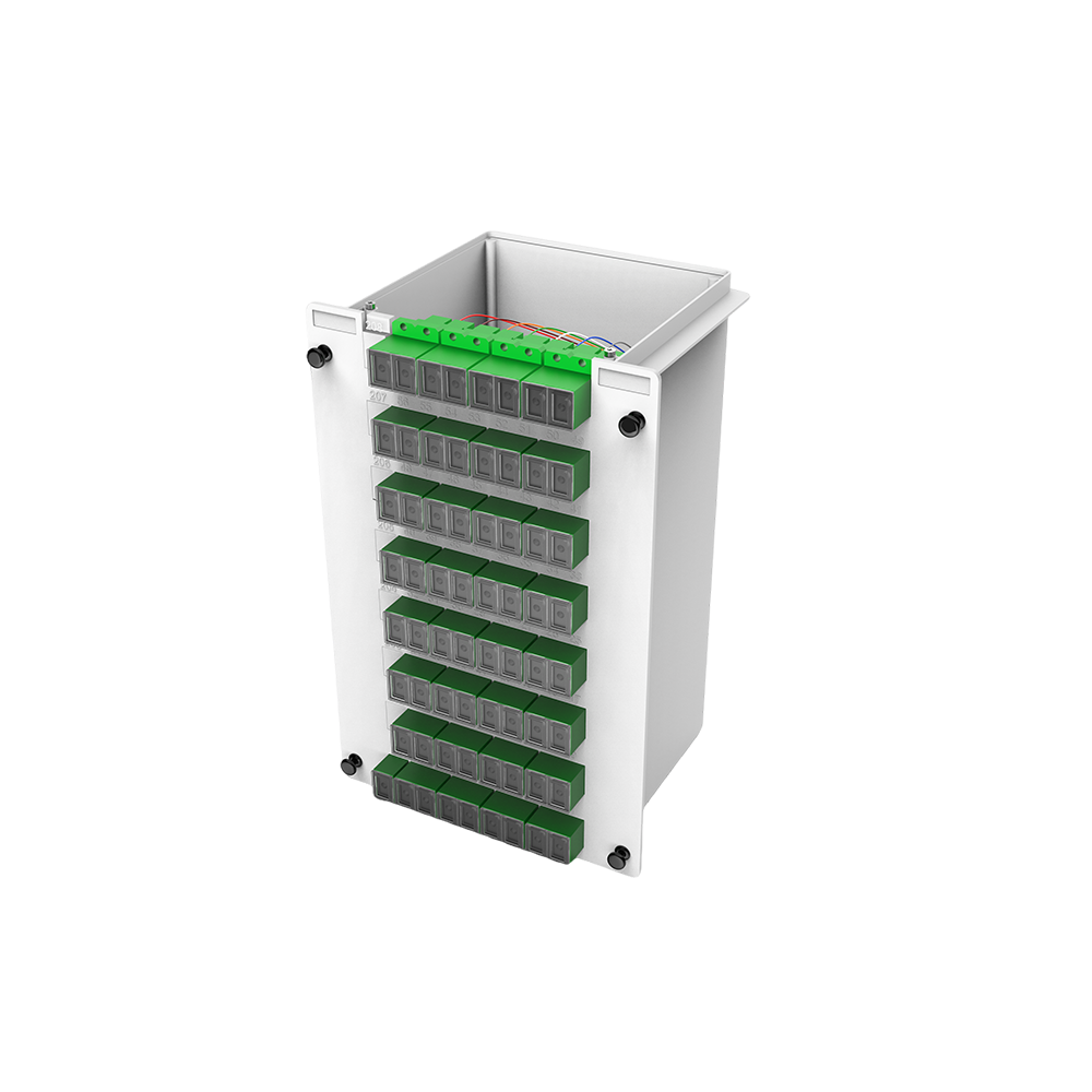 Divisor PLC de caixas de fibra óptica, 1x64 com conector SC/APC, monomodo G657A, divisor de fibra de pacote de módulo de inserção de plástico 1:64