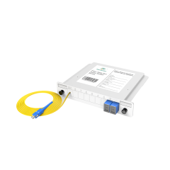 Divisor PLC de caixas de fibra óptica, 1x2 com cabo de conexão SC/UPC, monomodo G657A, divisor de fibra de pacote de módulo de inserção de plástico 1:2