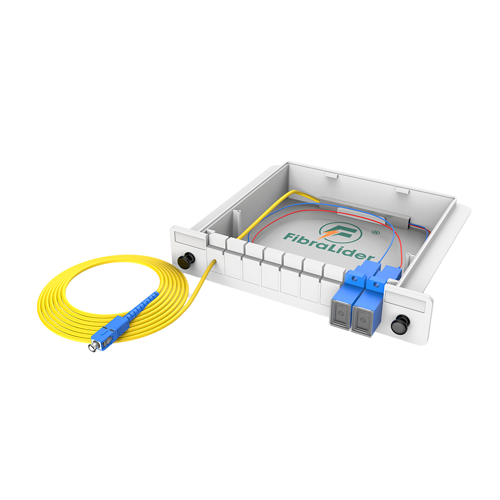 Cajas de Fibra Óptica PLC Splitter,1x2 con SC/UPC Patch Cord,G657A Monomodo,1:2 Paquete de Módulo de Inserción de Plástico Fiber Splitter