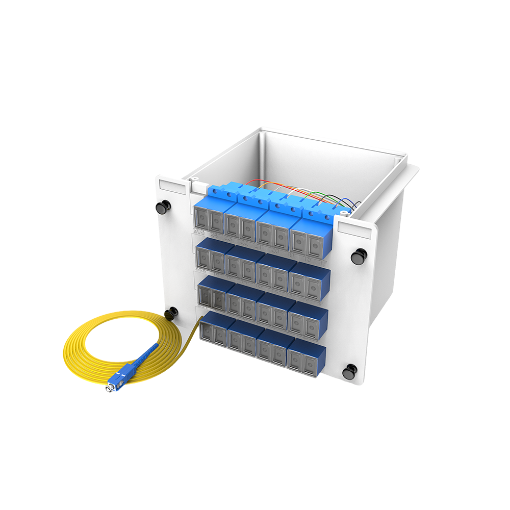 Divisor PLC de caixas de fibra óptica, 1x32 com cabo de conexão SC/UPC, monomodo G657A, divisor de fibra de pacote de módulo de inserção de plástico 1:32
