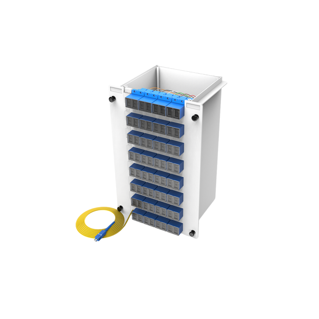 Divisor PLC de caixas de fibra óptica, 1x64 com cabo de conexão SC/UPC, monomodo G657A, divisor de fibra de pacote de módulo de inserção de plástico 1:64