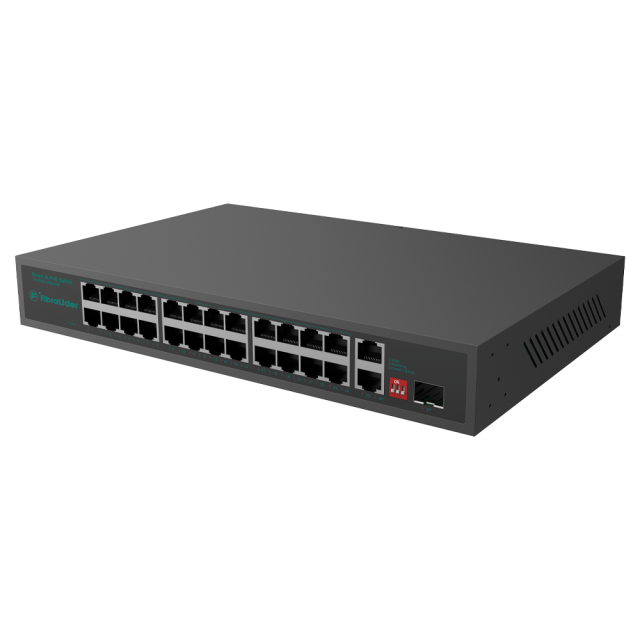 Switch PoE 10/100/1000Mbps No Administrado con 24 Puertos PoE, 2 Puertos PoE de Uplink y 1 Puerto SFP