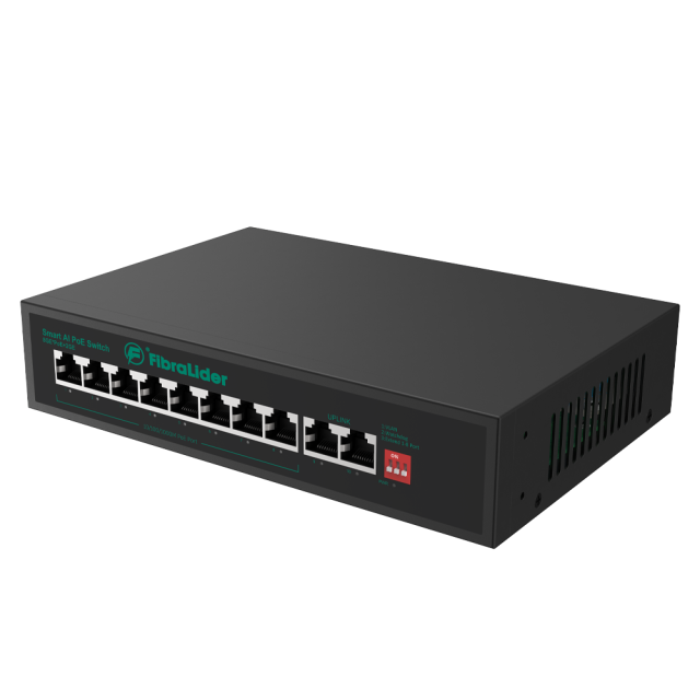 Switch PoE 10/100/1000Mbps No Administrado con 8 Puertos PoE y 2 Puertos PoE de Uplink