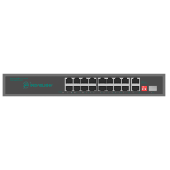 Switch PoE 10/100/1000Mbps No Administrado con 16 Puertos PoE, 2 Puertos PoE de Uplink y 1 Puerto SFP