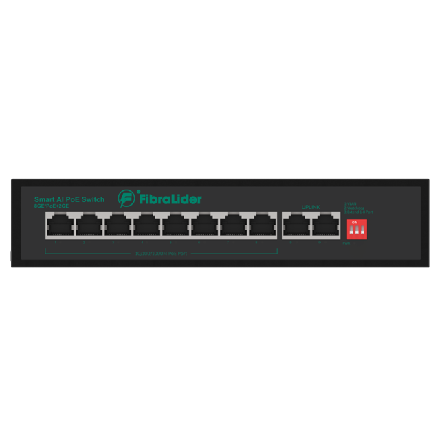 Switch PoE 10/100/1000Mbps No Administrado con 8 Puertos PoE y 2 Puertos PoE de Uplink