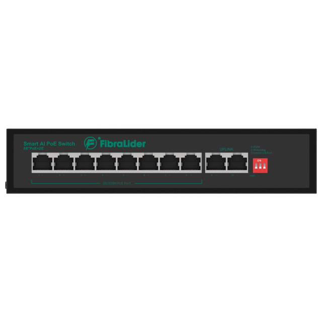 Switch PoE 10/100Mbps No Administrado con 8 Puertos PoE y 2 Puertos PoE de Uplink