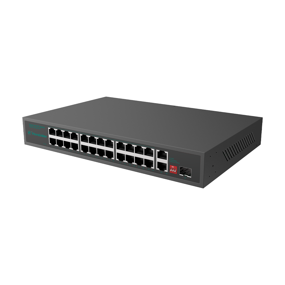 10/100/1000Mbps 24-Port Gigabit Unmanaged PoE Switch with 2 Uplink Ports & 1 SFP Port