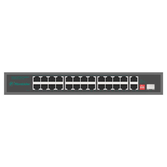 Switch PoE Gigabit de 24 Puertos 10/100/1000Mbps con 2 Puertos Uplink y 1 Puerto SFP (No Administrado)