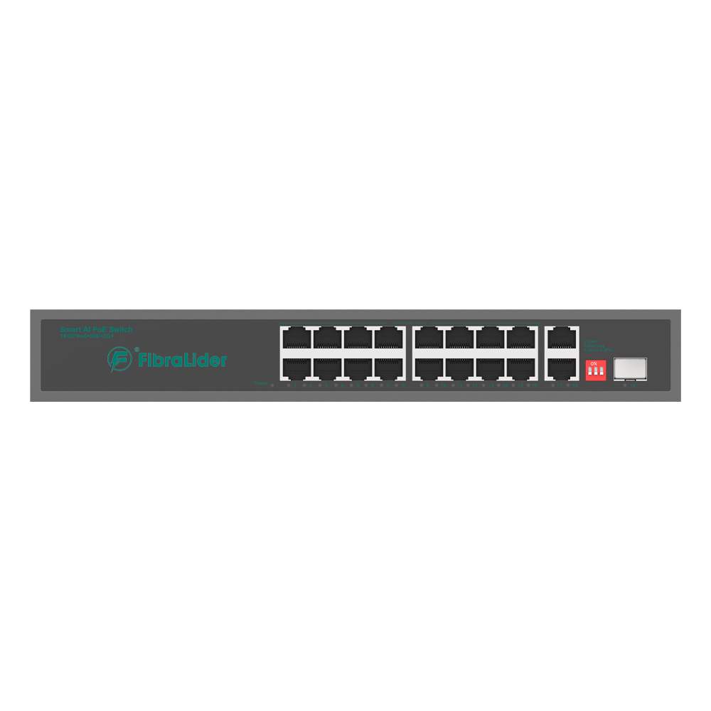 Switch PoE 10/100/1000Mbps con 16 Puertos PoE Gigabit, 2 Puertos PoE de Uplink y 1 Puerto SFP