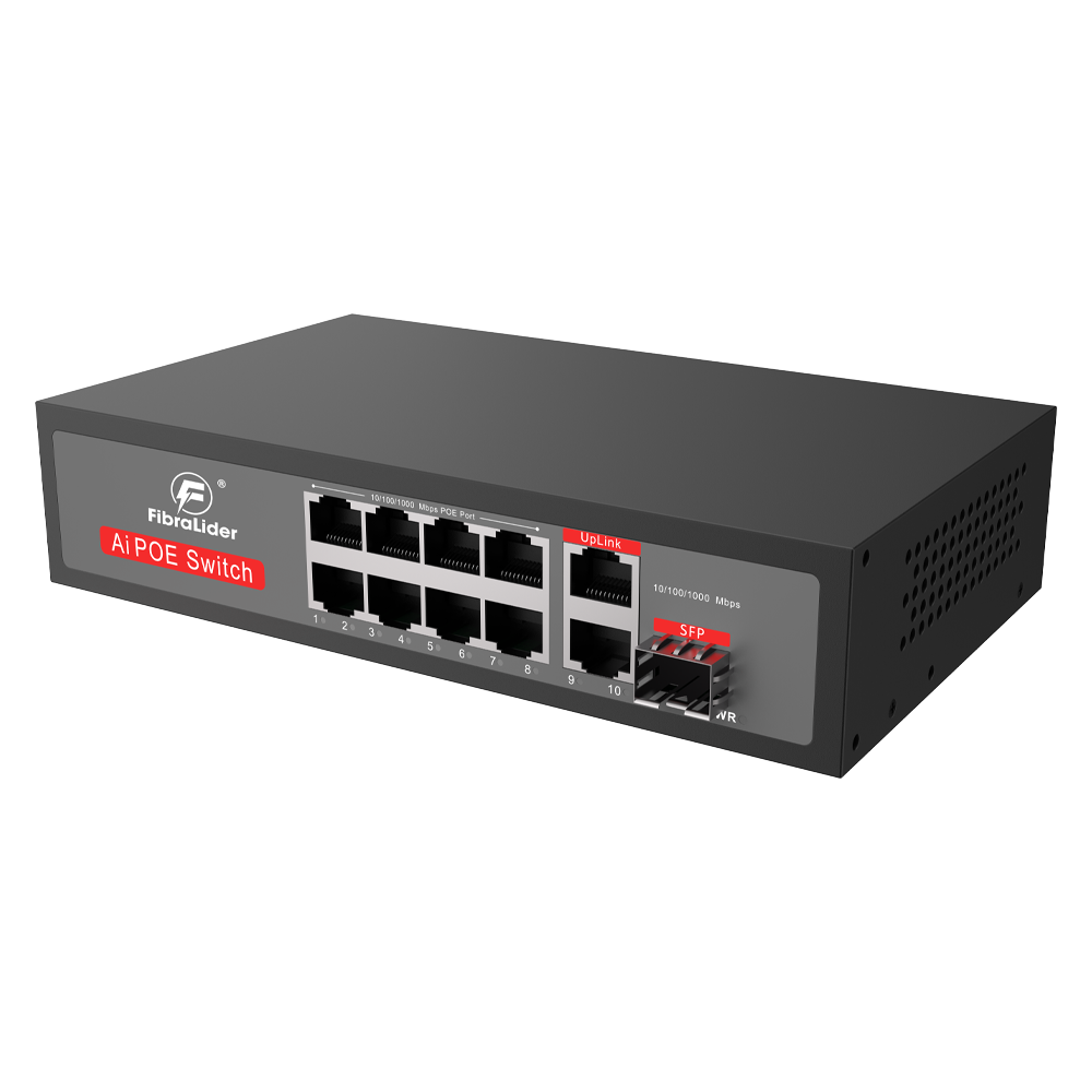 Switch PoE Gigabit de 8 Puertos 10/100/1000Mbps con 2 Puertos de Enlace Ascendente Gigabit y 1 Puerto SFP (No Administrado)