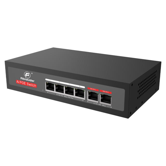 Switch PoE Gigabit de 4 Puertos 10/100/1000Mbps con 2 Puertos de Uplink Gigabit (No Administrado)