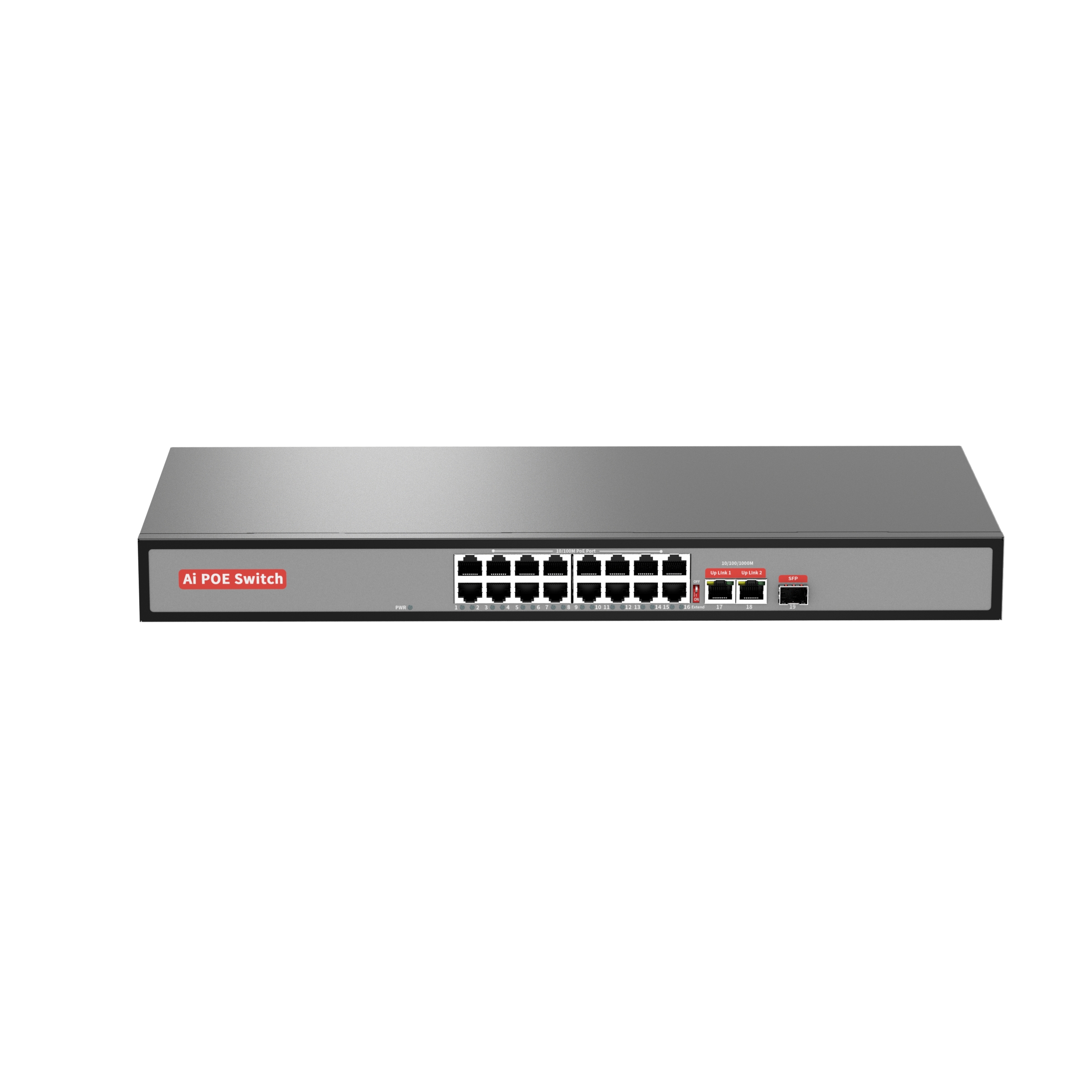 10/100/1000Mbps Switch PoE de 16 Puertos 100M con 2 Puertos Uplink Gigabit y 1 Puerto SFP (No Administrado)