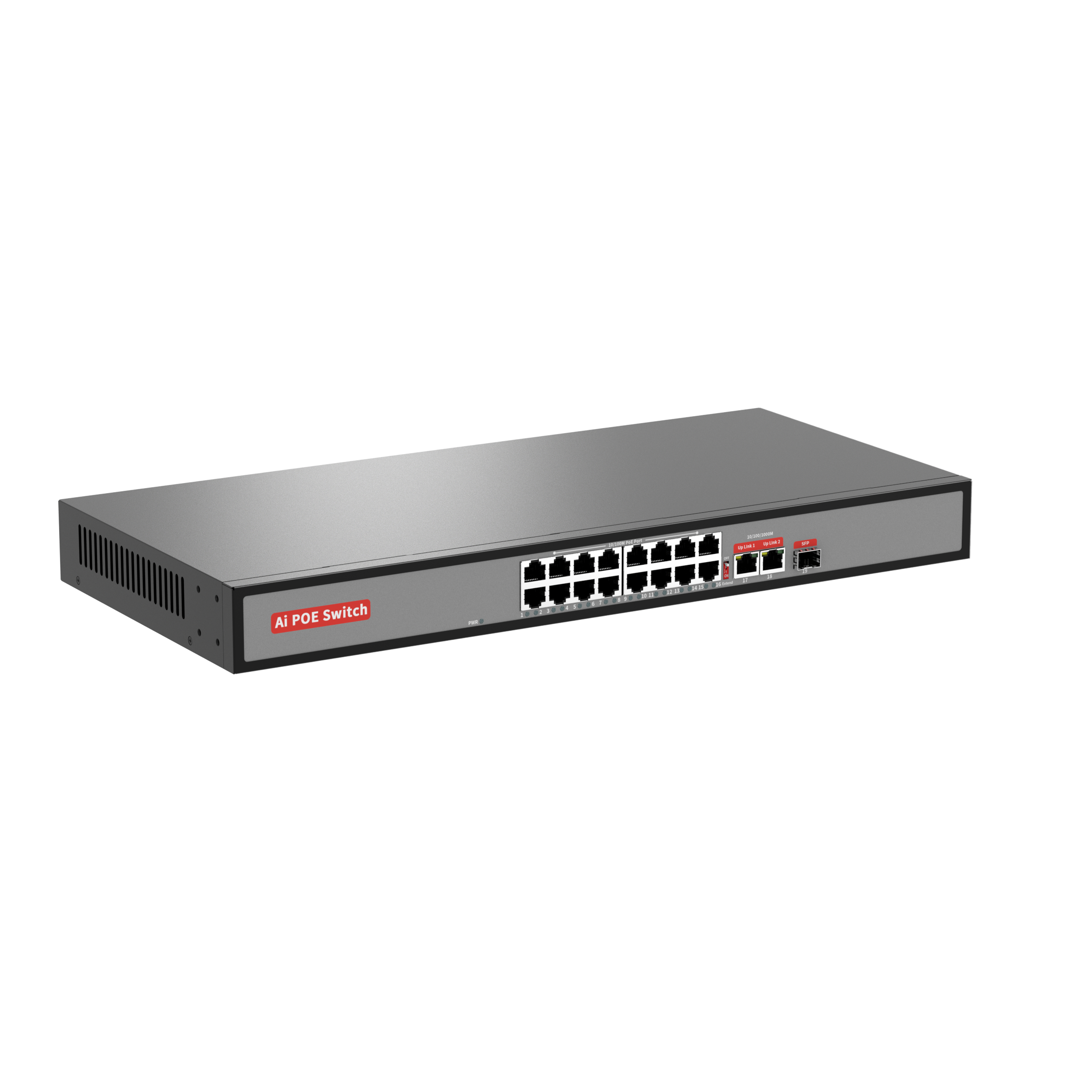 10/100/1000Mbps Switch PoE de 16 Puertos 100M con 2 Puertos Uplink Gigabit y 1 Puerto SFP (No Administrado)