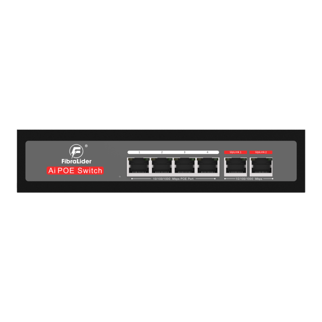 Switch PoE Gigabit de 4 Puertos 10/100/1000Mbps con 2 Puertos de Uplink Gigabit (No Administrado)